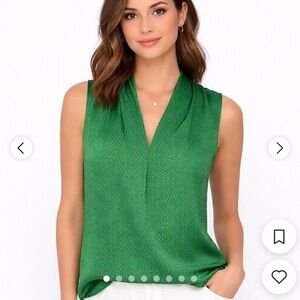 CAbi Vibrant Green V-Neck Blouse